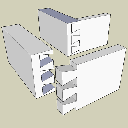 Joinery half blind dovetail